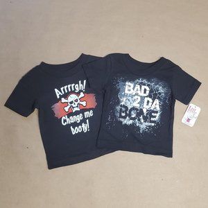 Little Teez T-Shirts 2 Pack Size 6M Black